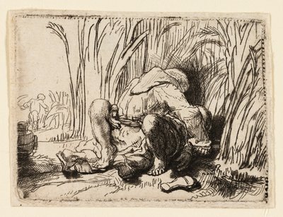 トウモロコシ畑の修道士 作： Rembrandt van Rijn