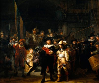 ナイトウォッチ、1642。 作： Rembrandt van Rijn