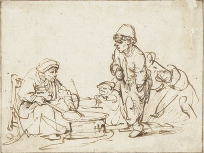 パンケーキウーマン、c。 1635年。 作： Rembrandt van Rijn