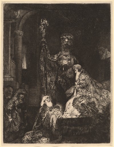 闇の神殿でのプレゼンテーション 作： Rembrandt van Rijn