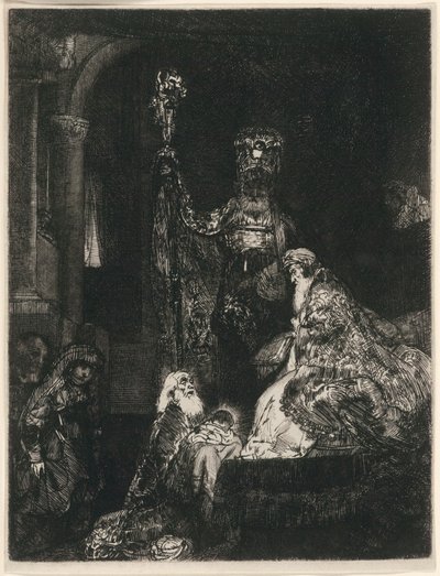 闇の神殿でのプレゼンテーション 作： Rembrandt van Rijn