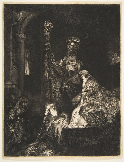 テンプルインザダークマナーでのプレゼンテーション1654年。 作： Rembrandt van Rijn