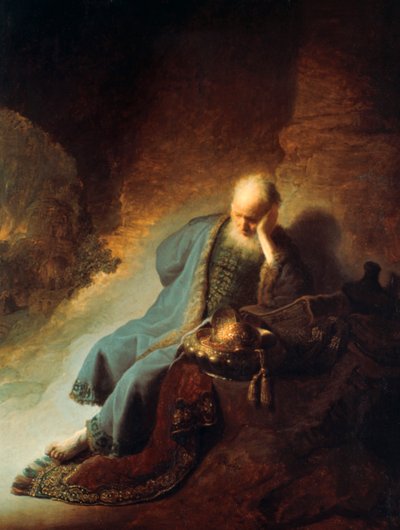 エルサレムの破壊を悼む預言者エレミヤ、1630年 作： Rembrandt van Rijn
