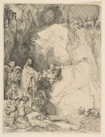 ラザロの復活、小皿、1642年。 作： Rembrandt van Rijn