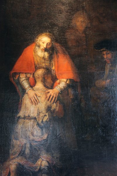 「放蕩息子の帰還」、c1665-c1669 作： Rembrandt van Rijn