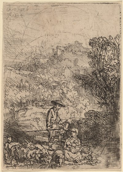 羊飼いとその家族 作： Rembrandt van Rijn