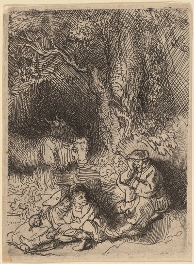 眠る牧夫 作： Rembrandt van Rijn