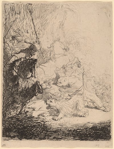 小さなライオン ハント (2 頭のライオン) 作： Rembrandt van Rijn