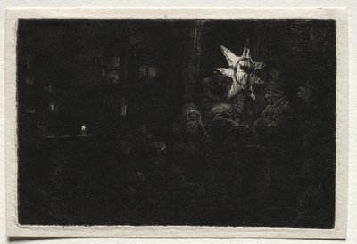 『王たちの星：夜の情景』 作： Rembrandt van Rijn
