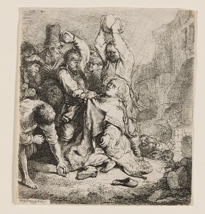 聖ステファノの石打ち 作： Rembrandt van Rijn