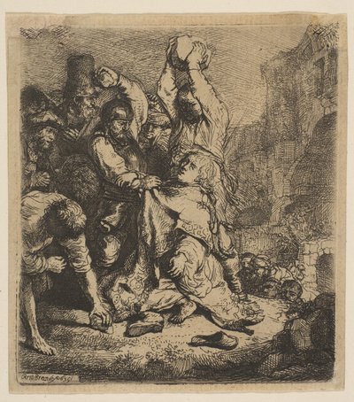 セントステファンのストーニング、1635年。 作： Rembrandt van Rijn