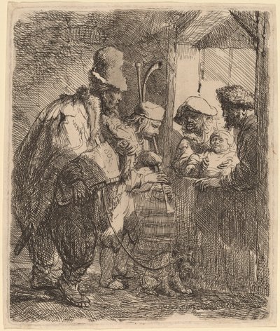 散歩するミュージシャン 作： Rembrandt van Rijn