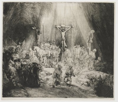三つの十字架 二人の泥棒の間で十字架につけられたキリスト：「三つの十字架」 作： Rembrandt van Rijn