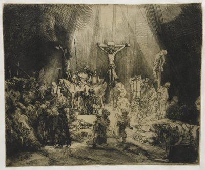 三つの十字架 二人の泥棒の間で十字架につけられたキリスト：「三つの十字架」 作： Rembrandt van Rijn