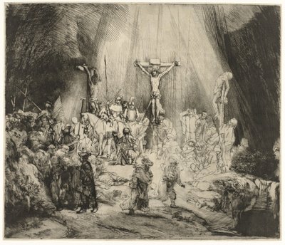 三つの十字架 二人の泥棒の間で十字架につけられたキリスト：「三つの十字架」 作： Rembrandt van Rijn
