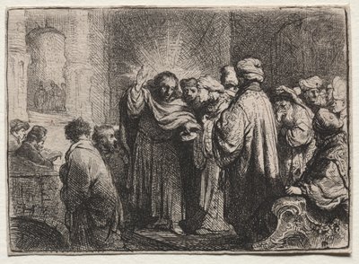 トリビュートマネー、c。 1635年。 作： Rembrandt van Rijn