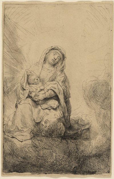 雲の中の聖母子 作： Rembrandt van Rijn