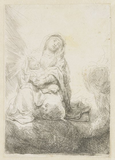 雲の中の聖母子 作： Rembrandt van Rijn