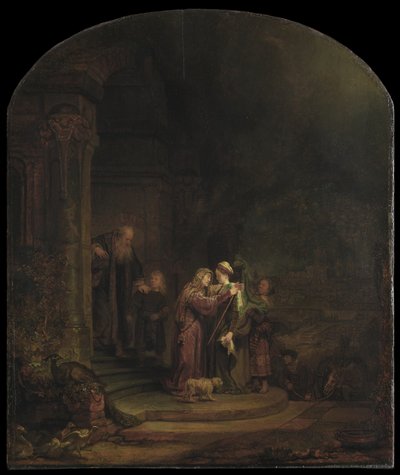 ビジテーション、1640年（杉パネルに油彩）（5454147も参照） 作： Rembrandt van Rijn