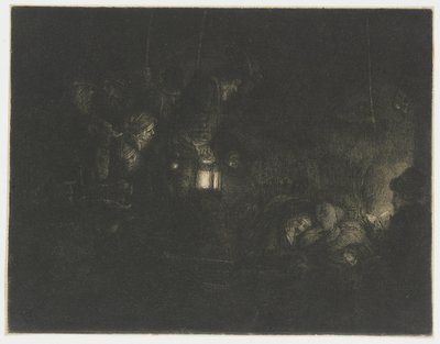 羊飼いの崇拝：夜の作品 作： Rembrandt van Rijn