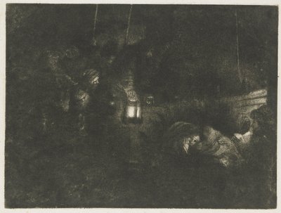 羊飼いの崇拝：夜の作品 作： Rembrandt van Rijn