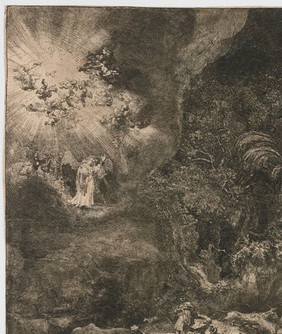 羊飼いたちに現れる天使 作： Rembrandt van Rijn
