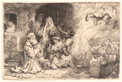 トビトの家族から出て行く天使 作： Rembrandt van Rijn