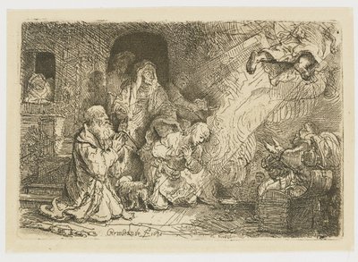トビアスの家族を離れる天使 作： Rembrandt van Rijn