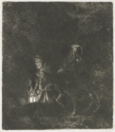 エジプトへの逃避：夜の作品 作： Rembrandt van Rijn