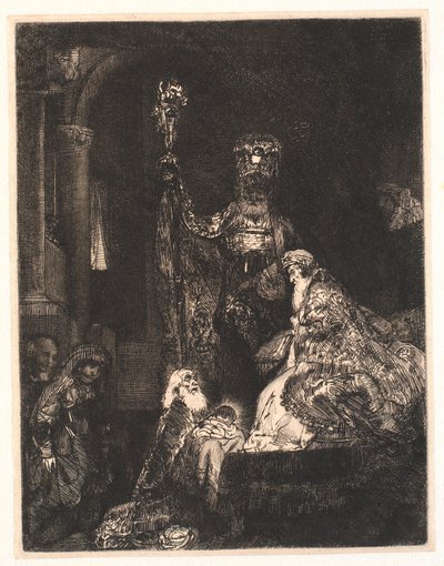 寺院でのプレゼンテーション：暗い方法で 作： Rembrandt van Rijn