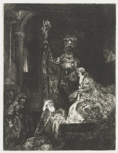 暗い方法で寺院でのプレゼンテーション 作： Rembrandt van Rijn