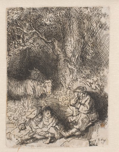 眠っている牧夫 作： Rembrandt van Rijn