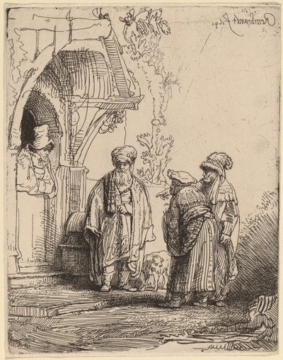 東洋の三人（ヤコブとラバン？） 作： Rembrandt van Rijn