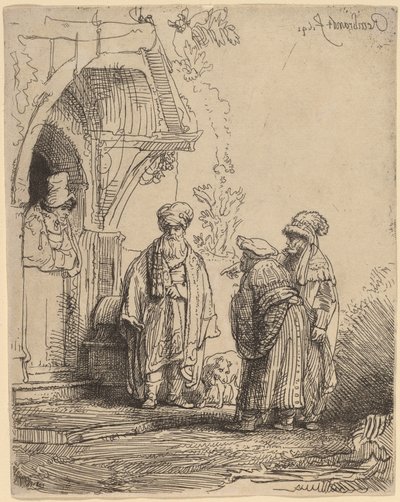 東洋の三人（ヤコブとラバン？） 作： Rembrandt van Rijn