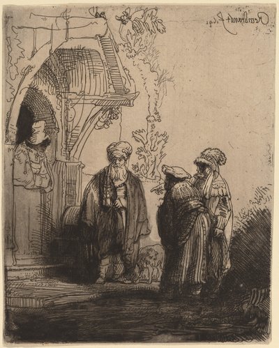 東洋の三人（ヤコブとラバン？） 作： Rembrandt van Rijn