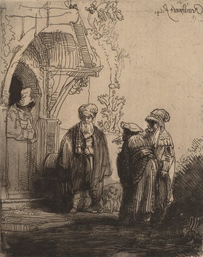 東洋の 3 人の人物、ヤコブとラバン、1641 年。 作： Rembrandt van Rijn