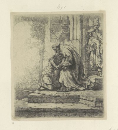 放蕩息子の里帰り Requeil de quatre-vingt-cinq estampes originales (シリーズタイトル) 作： Rembrandt van Rijn
