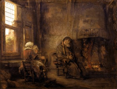 1659年の息子の帰国を待っているトビットとアンナ 作： Rembrandt van Rijn