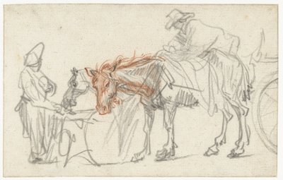 休憩所にいる2頭の馬 作： Rembrandt van Rijn