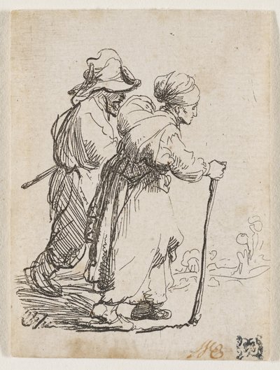 二人の浮浪者、男と女 作： Rembrandt van Rijn
