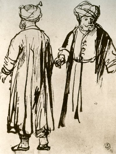 2人のトルコ人の歩行、1913年。 作： Rembrandt van Rijn