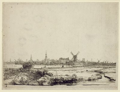 アムステルダムの眺め、1640年頃 作： Rembrandt van Rijn