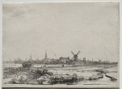 北西からのアムステルダムの眺め1640。 作： Rembrandt van Rijn