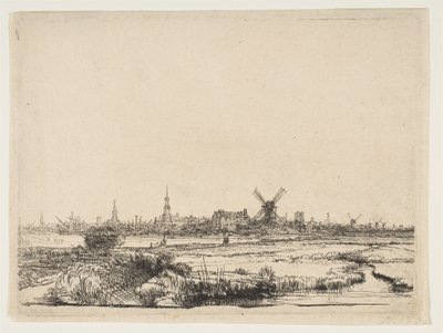 北西からのアムステルダムの眺め1640。 作： Rembrandt van Rijn