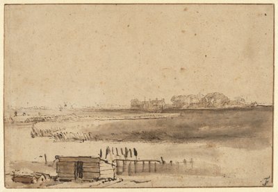 Sint Anthonyspoort 近くの Houtewael の眺め [直訳] 作： Rembrandt van Rijn