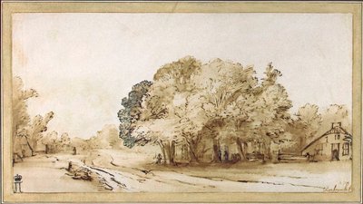 ビレッジロード、c1650。 作： Rembrandt van Rijn