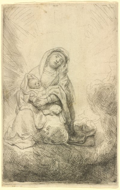 雲の中の聖母子 作： Rembrandt van Rijn