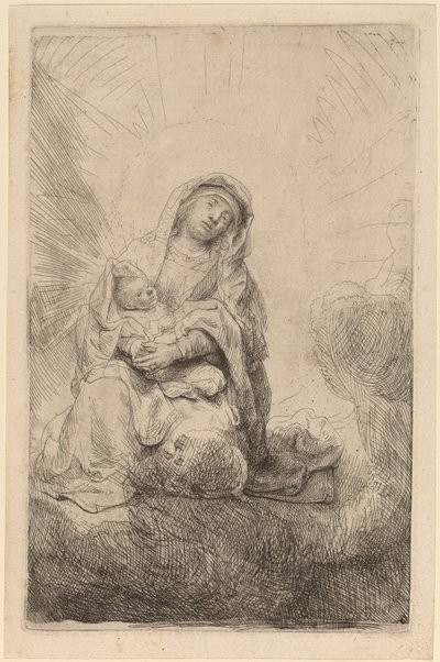 雲の中の聖母子 作： Rembrandt van Rijn