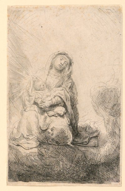雲の中の聖母子 作： Rembrandt van Rijn