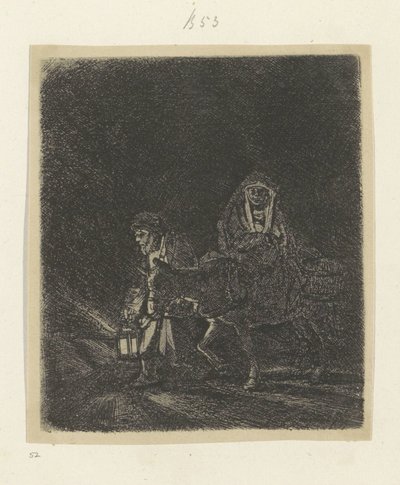 エジプトへの逃避：夜の曲 Requeil de quatre-vingt-cinq estampes originales (シリーズタイトル) 作： Rembrandt van Rijn